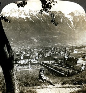Innsbruck ve Bavyera Alpleri, Tirol, Avusturya. by Underwood and Underwood