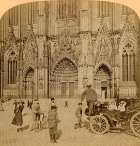 Ana portal ve özenle süslenmiş cephe, Katedral, Köln, Almanya, 1902. by Underwood and Underwood