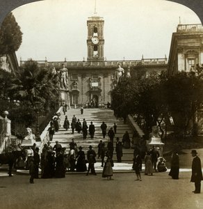 Senato Sarayı, Piazza del Campidoglio, Capitoline Tepesi, Roma, İtalya. by Underwood and Underwood