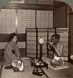 Bir otelde yaz akşam yemeği, Hiroşima, Japonya, 1904 by Underwood and Underwood