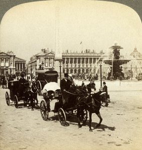 Dikilitaş ve çeşme, Place de la Concorde, Paris, Fransa, 19. yüzyıl. by Underwood and Underwood