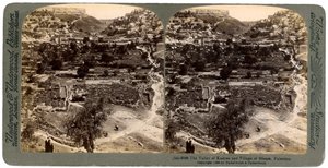 Kedron vadisi ve Siloam köyü, Kudüs duvarının dışında, Filistin, 1896. by Underwood and Underwood