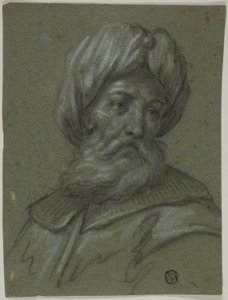 Sarıklı ve Sakallı Yaşlı Bir Adamın Başı by Unknown