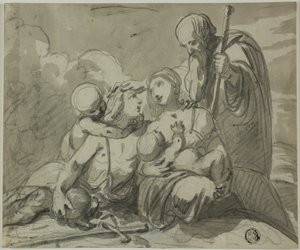 Savaşçı Aziz ile Kutsal Aile by Unknown