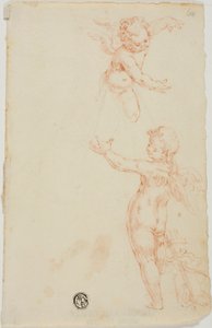 İki Kanatlı Putti, Bir Uçan by Unknown