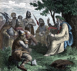 Kuzeylilere Okuyan Bir Ozan - Viking Uygarlığı: Bir Ozan Druid Savaşçılara Şiir Okuyor, 8.-9. yüzyıl by Unknown artist