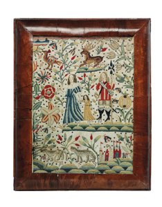Bir William ve Mary iğne işi resmi, c.1690 (keten ve yün) by Unknown artist