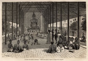 Angkor, Kamboçya yakınlarındaki bir tapınakta bir bonze koordinasyon töreni. Çinhindi
