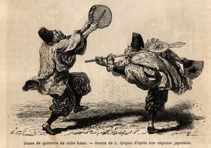 Ayinlerin ve beklenmedik koreografik figürlerin okunduğu Kami kültünün bir dansı. 1863-1864