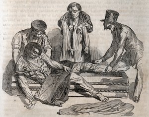 Kaza ilacı - boğulan insanlara verilecek en etkili rahatlama - mümkün olduğunca çabuk soyunmak için ıslak etkileri yırtmalısınız - “La Sante Universelle - Guide Medical des Familles” 1852