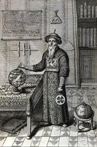 Adam Schall, astronom (1592-1666) Pekin Gözlemevi'nde Mandarin kostümü içinde, “Çin”de Athanase Kircher (veya Athanasius Kircheri) tarafından by Unknown artist