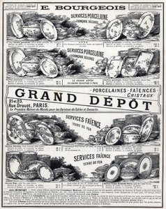 “” Le Grand Depot De Porcelaines tarafından La Ceramic Moderne, Faiences Et Verreries Bourgeois in Paris” için 1889 reklamı” by Unknown artist