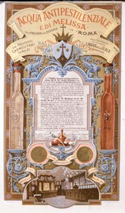 Kokulu suyun reklamı: melisa vebasına karşı su. 1895 kromolitografisi by Unknown artist