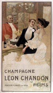 Léon Chandon şampanyası için reklam afişi, 19. yüzyılın sonlarında by Unknown artist