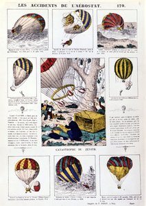 Aerostat kazaları. 19. yüzyıl resimli grafik. by Unknown artist