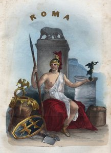 Roma Alegorisi - Evrenin Tüm Halklarının “” Gümrük ve Geleneklerinden gravür. Yani, hükümetin, yasaların, milislerin, en eski zamanlardan günümüze kadar tüm ulusların dininin tarihi "1856 by Unknown artist