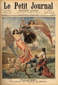 Alsace ve Lorraine (Alsace-Lorraine) çocuklarının geleneksel kostümler içinde temsili ile Paskalya çanlarının dönüşünü kutlamak için alegori, bu bölgeler onları yöneten Alman imparatorluğu ile Fransa arasında tartışmalıdır. by Unknown artist