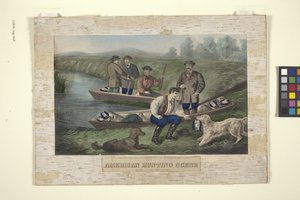 Amerikan Av Sahnesi (elle renklendirilmiş litografi) by Unknown artist