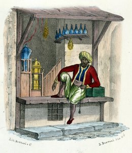 Bir Arap satıcısı, 1850 civarında gravür. by Unknown artist