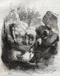 Angelique (Angelica) eski keşişten kaçıyor - Ariosta olarak bilinen Ludovico Ariosto