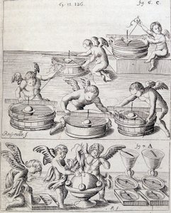 Angelots ve tamamlayıcılar - Giacomo Grandamico tarafından "manyetik güç tarafından iddia edilen dünyanın hareketsizliğinin yeni bir gösteriminde" by Unknown artist