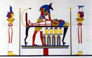 Anubis ve bir mumya - Ippolito Rosellini (Rossellini) tarafından “” Mısır ve Yukarı Nubia Anıtları”nda. by Unknown artist