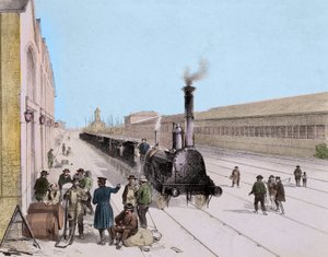 Paris Orleans Hattı yük treninin gelişi - 19. yüzyıl gravürü - Privee Koleksiyonu by Unknown artist