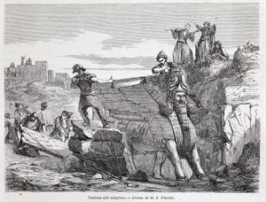 Nineveh bölgesinde Asur kanatlı boğa - “” Tour du monde”” 1. sem. 1863. by Unknown artist