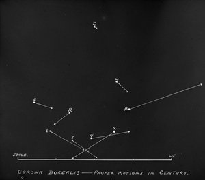 Corona Borealis takımyıldızındaki yıldız hareketlerinin astronomik cam levha diyagramı (cam negatif) by Unknown Artist