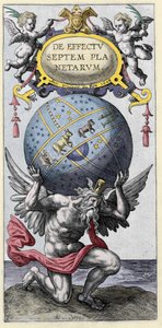 Dünyayı taşıyan Atlas. 17. yüzyılın başından itibaren gravür. by Unknown artist
