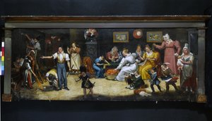 İyi babaya. Döşemeci-dekoratör tabelası. Rue Mouffetard, 5. bölge, Paris, 1825 civarı (tabela) by Unknown artist