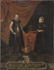 Auguste I, electeur de Saxe ve prenses Anne du Danemark - Augustus Portresi (1526-1586), Saksonya Elector ve Danimarka Anne (1532-1585), Saksonya Electress, Anonim . Tuval üzerine yağlıboya. Ebat : 103x79,5 cm. Ulusal Müze Stockholm by Unknown artist