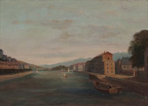 Isère Kıyıları, Grenoble 1864 (Tuval üzerine yağlı boya) by Unknown artist