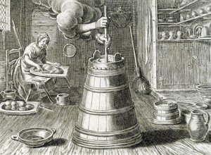 Tereyağı ve peynir yapımı için barat - gravür by Unknown artist