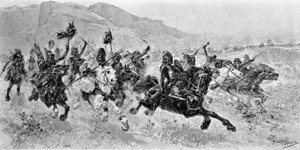 Barbar istilalar - Les Huns - U. Checa tarafından gravür by Unknown artist
