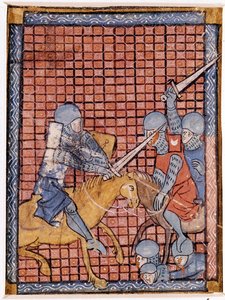Şövalyeler savaşı. Fransız el yazması. 14. yüzyılın başlarında. by Unknown artist