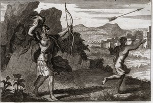 Royaumont İncili, Eski Ahit: Jonathan ve David. Yonatan babasının acısını görünce, Saul onu geri çekilmesi için uyardı. 1811