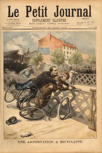 Champigny yakınlarında bisiklet tutuklaması. “” Le petit Journal” da gravür 30/08/1896. Selva