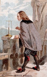 Blaise Pascal (1623 - 1662) bir barometrenin önünde by Unknown artist