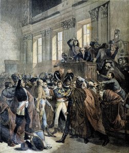 Bonaparte, Saint Cloud Beş Cents Konseyi (Cinq Cents) (salle des 500) Odasındaki 18 brumaire darbesinde - “” Le Petite Journal””da, 03/1893 by Unknown artist