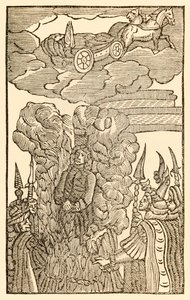 Cesur Sadık, sözlerinde ve eylemlerinde cesurca yapılır Hacılar Bu Dünyadan, Gelecek Olana İlerler, John Bunyan (1628-1688) Sadıklar işkence görür ve tehlikede yakılır, ancak sonra ilerler by Unknown