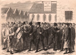 Oxford Üniversitesi öğrencileri ile Oxford, İngiltere'de bir sokakta işçiler arasında kavga by Unknown