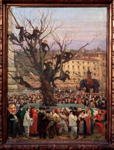 Roma Anonim tablosunun sokaklarında karnaval sahnesi. 19. yüzyıl Roma, Museo del Folklor by Unknown artist
