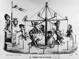 1848 cumhurbaşkanlığı seçimlerinin ilk turunda karikatür. Louis-Napoleon Bonaparte kartalla sembolize edildi... by Unknown artist