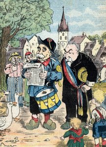 Cartoon representing Georges Clemenceau and Emile Combes campaigning together in the French campaigns for elections of 1913 (Fransız devlet adamları Emile Combes ve Georges Clemenceau