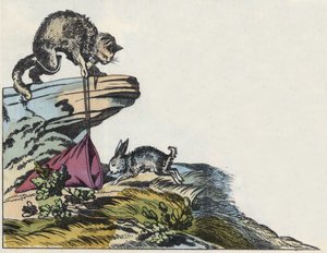 Kedi bir tavşanı yakalar. Charles Perrault