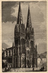 Quimper Aziz Corentin Katedrali - Saint-Corentin de Quimper Katedrali - “” PATRIE” de gravür - LUCIEN HUARD TARAFINDAN 6 CİLTTE FRANSA