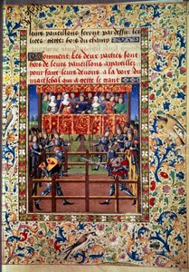 Savaş rehin olarak törenler ve törenler: iki şövalye arasında kapalı alanda düello Jean de Rolin (15. yüzyıl) tarafından bir el yazmasından minyatür 1460 Paris, B.N. by Unknown artist