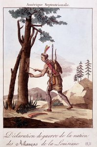 Louisiana Akancas Kızılderilileri arasında savaş ilanı töreni - gravür by Unknown artist