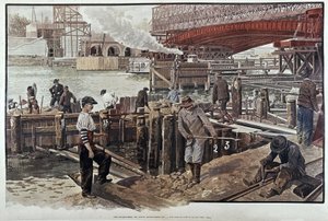 Alexandre III köprüsünün inşaatı - “” Le petit dergisinde” 05/1899 by Unknown artist